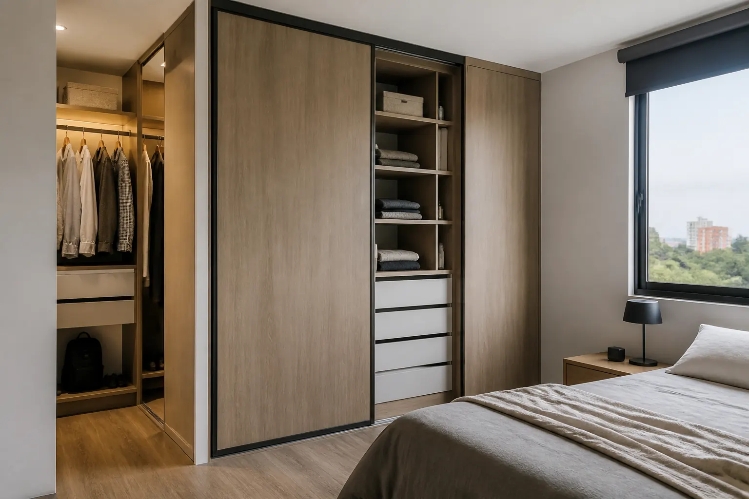 Referencia ilustrativa de placar y vestidor a medida en dormitorio de Asunción
